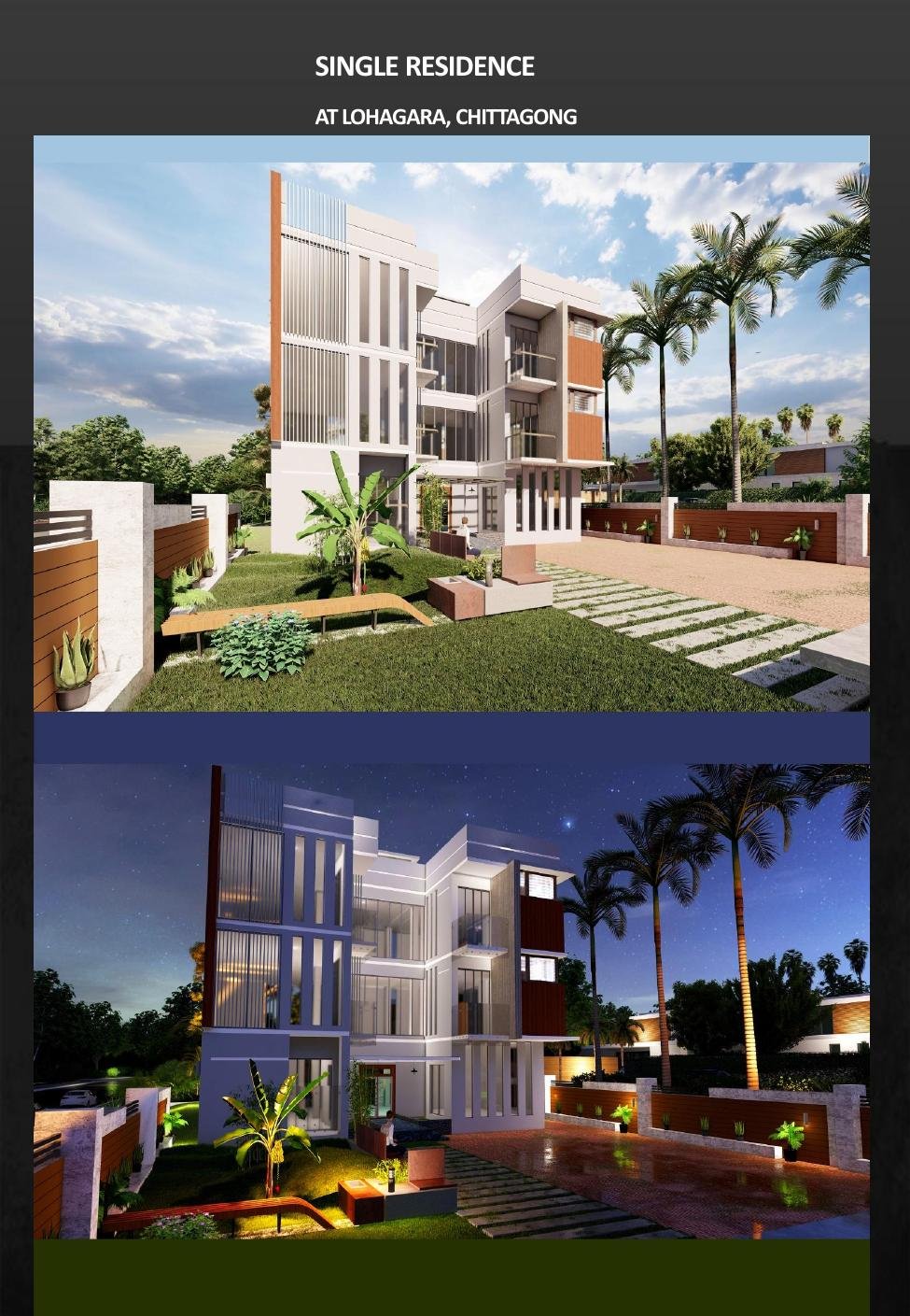 Exterior renderings of a single residence in Lohagara